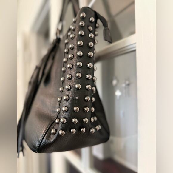 Andrew Marc New York black silver studded satchel - Picture 6 of 16